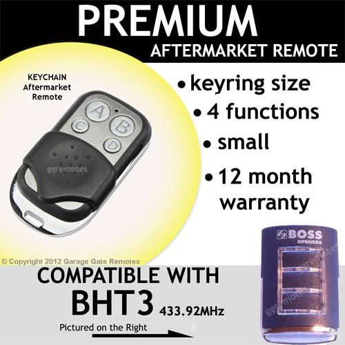 B. Garage Door Remote Control Compatible with HT3 433.92MHz Clear Frame Red Light 
